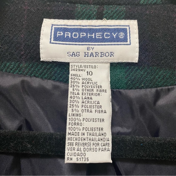 Prophecy by Sag Harbor Green Plaid Wool Blend Blazer - Picture 3 of 4